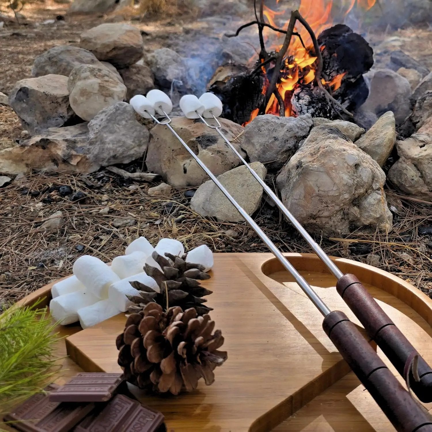 Smores Sticks For Fire Pit [Set Of 7] - Marshmallow Roasting Sticks For Campfire, Classic Smore Sticks - Hot Dog Sticks For Campfire - SUMPRI Campfire Sticks by GreenHaven Gardens
