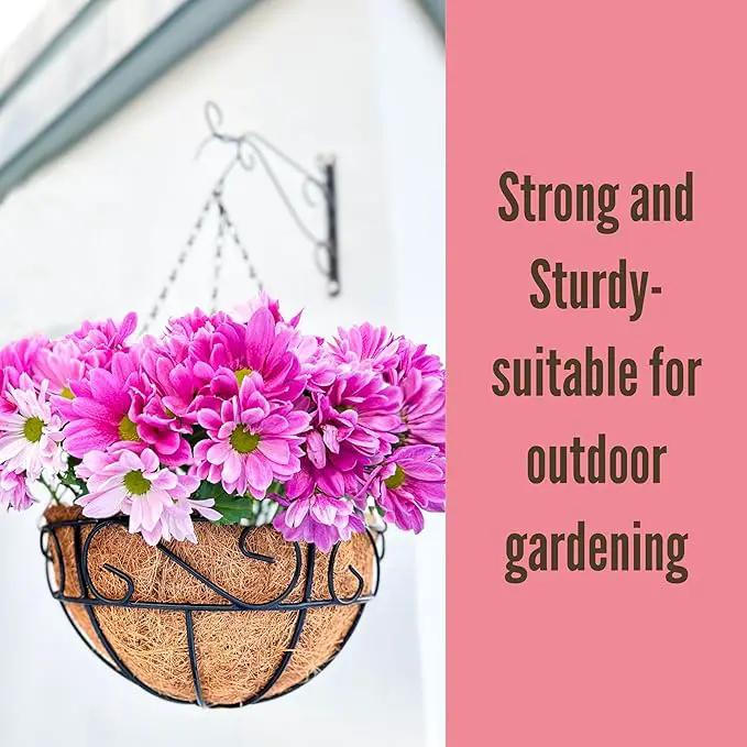 LaLaGreen Hanging Planter for Outdoor Plants (6 Pack, 16 Inch) Hanging Baskets with Coco Liner, Metal Wire Flower Basket Pots with Hook Hanger Balcony Porch Farmhouse Country Style Garden Decor by GreenHaven Gardens