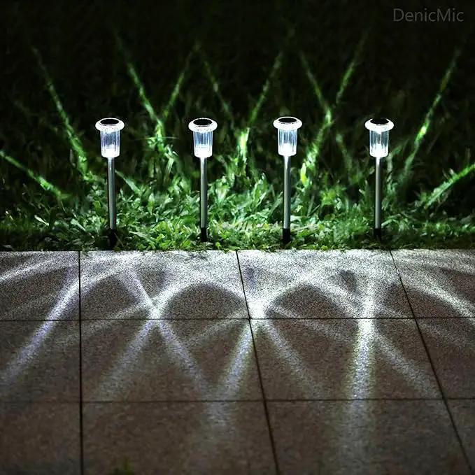 DenicMic Solar Lights Outdoor Pathway Lights 6000K LED Waterproof Acrylic Lamp Head Stainless Steel Stake for Yard Garden Landscape Path Walkway Driveway Patio Lawn (Cold White 10Pack) by GreenHaven Gardens
