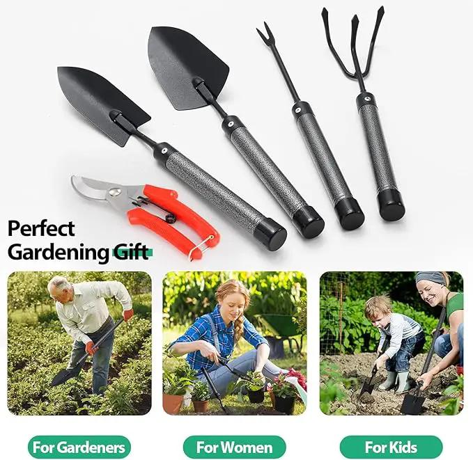 Garden Tool Set,5 Pieces Stainless Steel Heavy Duty Gardening Tool Set with Extendable Long Handle, Include Trowel, Cultivator, Hand Weeder, Pruning Shears, Gardening Gift for Women Kids Men by GreenHaven Gardens
