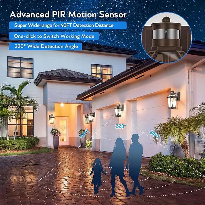 VIANIS Oil Rubbed Bronze Dusk to Dawn Motion Sensor Porch Light, Anti-Rust Aluminum Frame, Tempered Glass, 100% Weather Resistant, Easy Installation, Fits Standard E26 Bulbs by GreenHaven Gardens