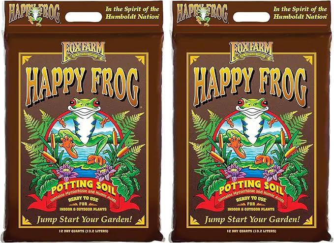 FoxFarm Happy Frog Potting Soil, 12qt – for Indoor/Outdoor Container Plants, Improves Root Efficiency, pH Adjusted for Optimal Nutrient Uptake – Contains Microbes and Humic Acids (Pack of 2) by GreenHaven Gardens