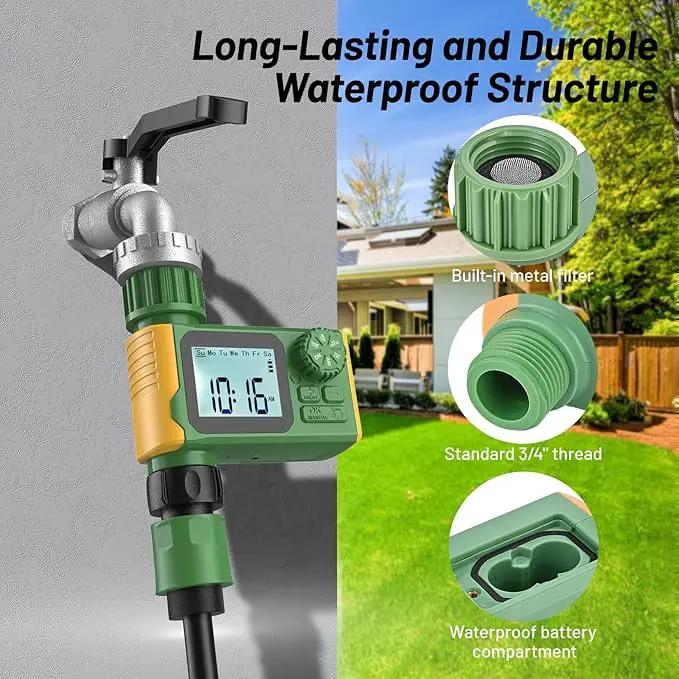 Sprinkler Timer, Hoses Timer for Watering, Outdoor Irrigation Timers, Water Scheduling Device for Tube Programmable with Auto/Manual/Rain-Delay System, Water Hoses Timers for Yard, Lawn, Pool(Green) by GreenHaven Gardens