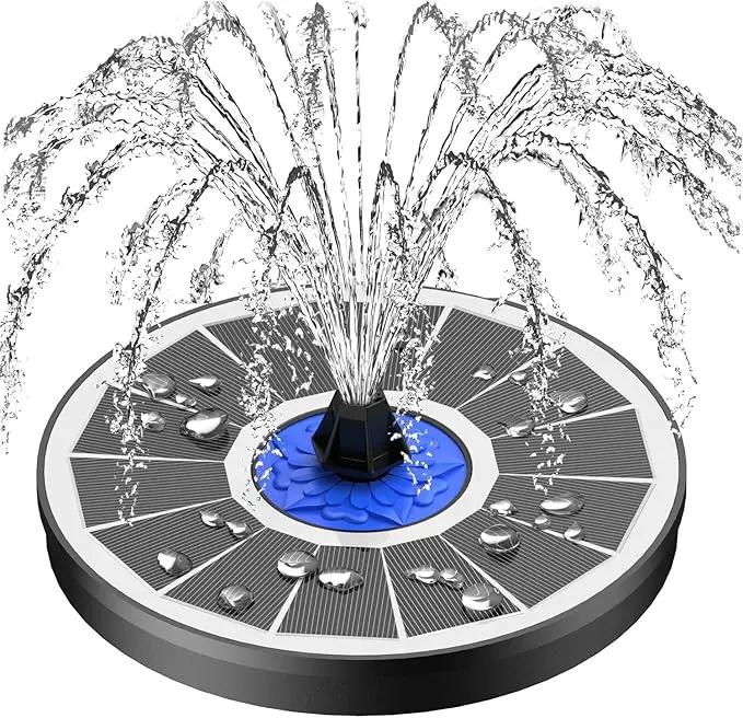 SZMP Solar Fountain Upgrade, 3.5W Solar Powered Bird Bath Fountains with Flower, Outdoor Water Feature Solar Pump with 7-in-1 Nozzles, 4 Fixed Pipes for Humingbirds, Garden, Pool, Pond, and Fish Tank by GreenHaven Gardens