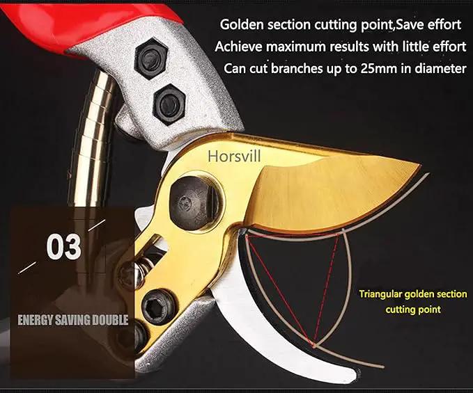 Garden Shears, Japanese labor-saving Garden Scissors, Pruning Shears and Garden Secateurs for Woman and arthritis weak, Professional Branch scissors(Red-grey) by GreenHaven Gardens