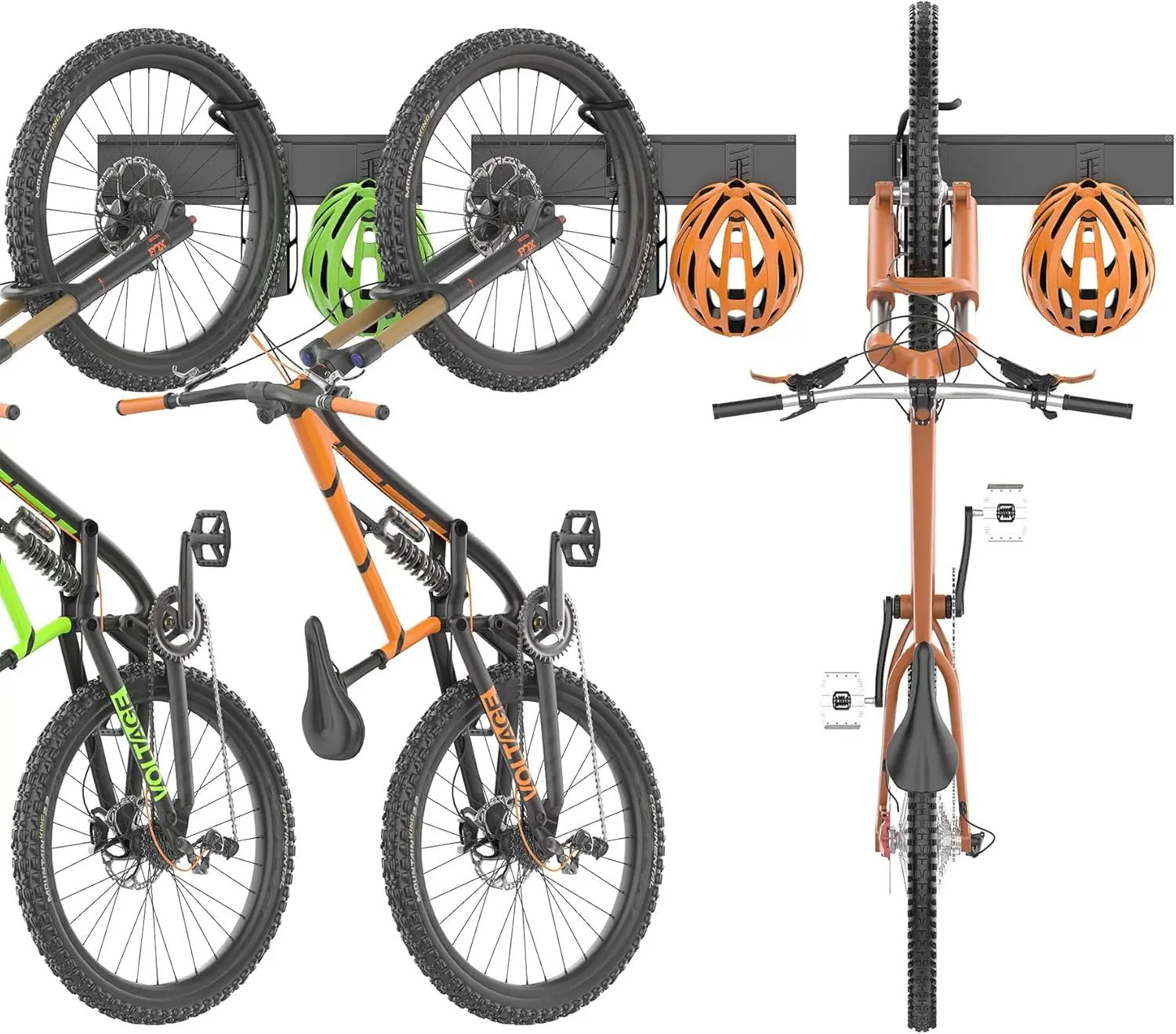 TORACK Wall-Mounted Swivel Bike Rack, Garage Vertical Bike Hangers for 3 Bikes and 3 Helmets Rotating Bike Storage Hooks Holds Up to 300 lbs by GreenHaven Gardens