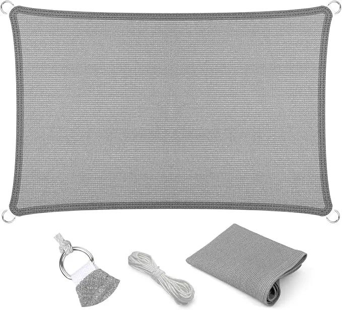 Eden's Decor Straight Flat-Edged Sun Shade Sail Rectangular 5' x 19' Grey UV-Blocking Outdoor Canopy Fabric Cloth Awning for Pergola Patio Garden Backyard Custom Size by GreenHaven Gardens