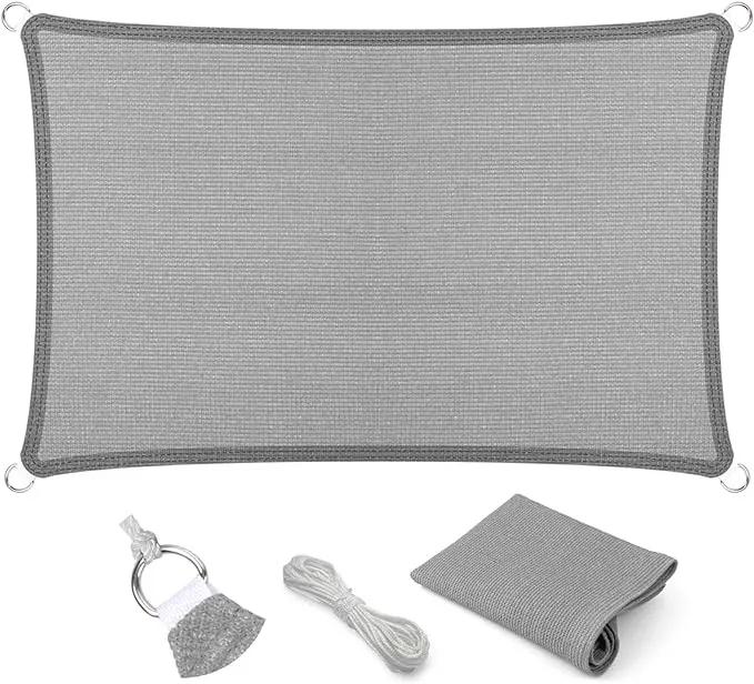 Eden's Decor Straight Flat-Edged Sun Shade Sail Rectangular 6' x 11' Grey UV-Blocking Outdoor Canopy Fabric Cloth Awning for Pergola Patio Garden Backyard Custom Size by GreenHaven Gardens