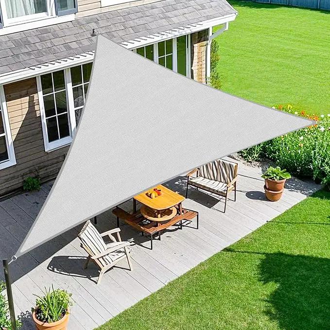Amagenix Sun Shade Sail 13X13X13 Curved Edge Outdoor Shade Canopy Light Grey Breathable 95% UV Block Shade Cloth for Patio Garden Backyard (We Make Custom Size) by GreenHaven Gardens