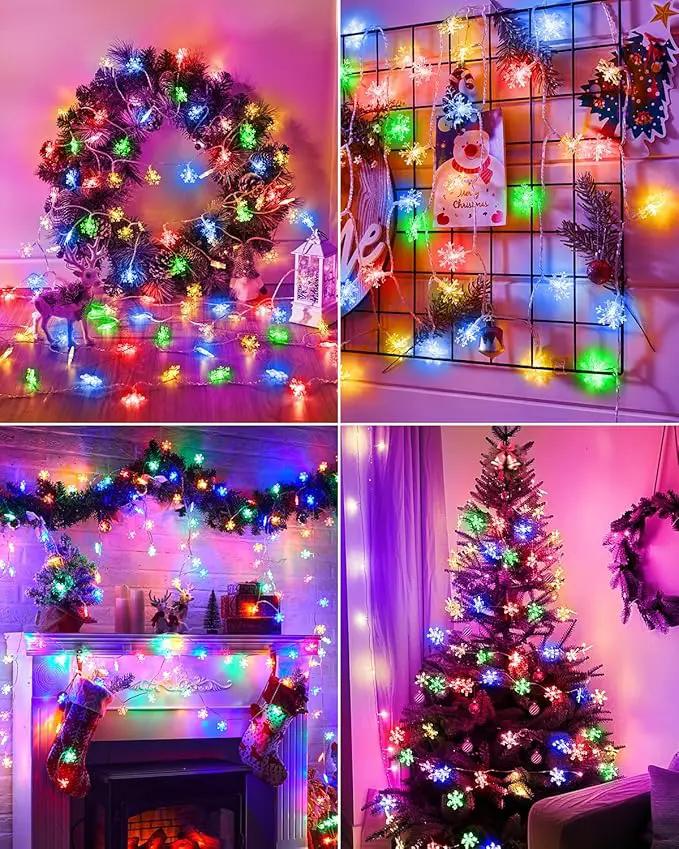 Brightown Solar Christmas Snowflake String Lights, 72FT 200 LED Outdoor Waterproof Fairy Lights with 8 Lighting Modes for Wedding, Party, Tree, Room, Garden, Patio, Yard, Home, Muliticolor by GreenHaven Gardens