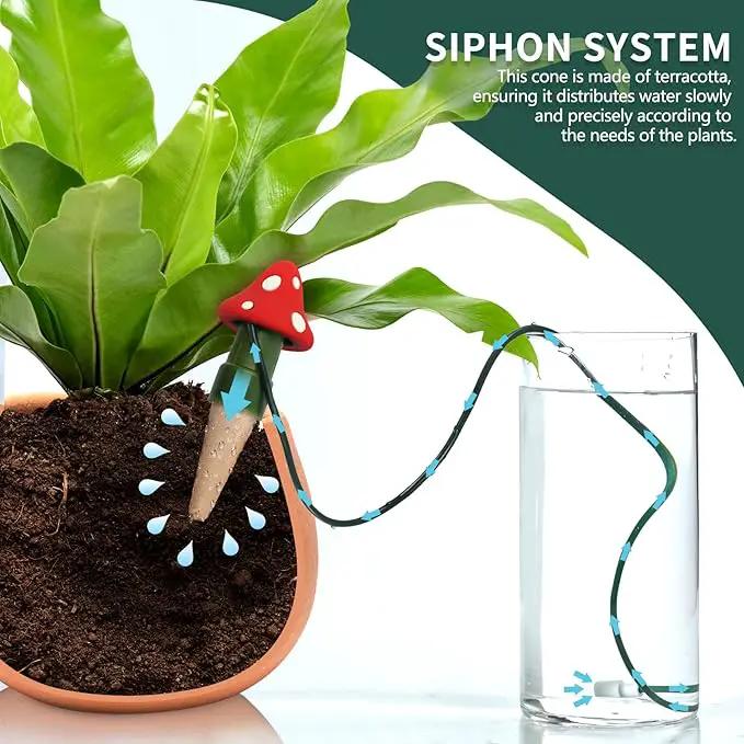 BYDOLL Plant Self-Watering Stakes Automatic Watering Terracotta Spikes for Indoor Outdoor Plants,Houseplant Mushroom Insert Devices for Vacation use,Bonsai Drip Irrigation System (10 Pack) by GreenHaven Gardens