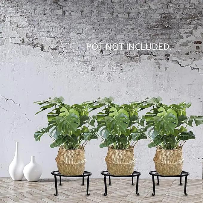 yosager 4 Pack Metal Plant Stands for Flower Pot, Heavy Duty Black Iron Potted Stand Holder, Indoor Outdoor Rustproof Metal Planter Container Round Supports Display Rack for Home & Garden Decor by GreenHaven Gardens