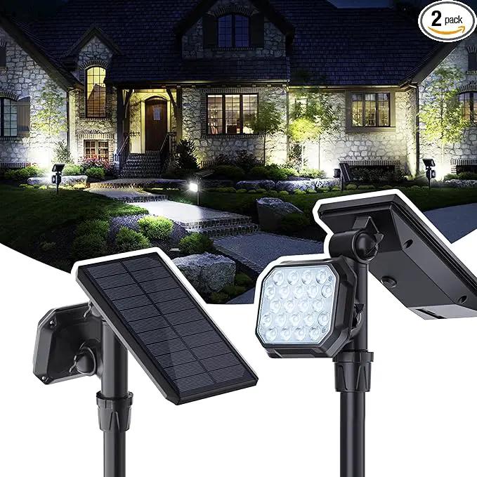 JSOT Outdoor Spotlights - Solar Spot Light Solar Lights Outdoor Waterproof Landscape Spotlights Decoration for Outside Garden Yard Driveway Tree (Cool White, 2 Pack) by GreenHaven Gardens