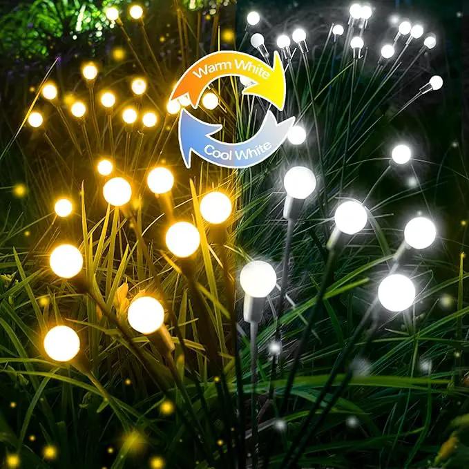 6-Pack Solar Garden Lights, 48 LED Solar Lights Outdoor for Garden Decor, Waterproof Firefly Light Outdoor (Sway by Wind), Swaying Light for Yard Patio Landscape Decorations (Warm White & Cool White)