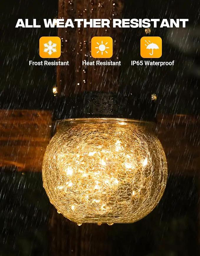 Solar Lanterns Solar Lights Outdoor Waterproof 6-Pack, Solar Powered Hanging Lights Cracked Glass Hanging Globes for Christmas Decoration, Shepherd Hook, Garden Tree Ornaments by GreenHaven Gardens