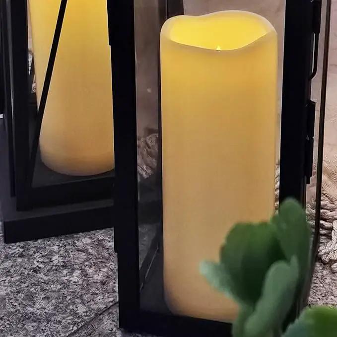 CANDLE CHOICE Waterproof Outdoor Battery Operated Flameless Candles Remote Timer White Tall Plastic Fake Realistic Flickering Electric LED Pillars for Lantern Wedding Christmas Decorations 3”x8” 3PCS by GreenHaven Gardens