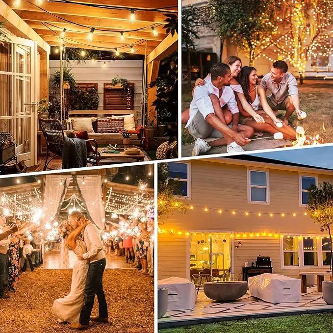 Bosceos 50 FT Solar String Lights for Outside, Solar Powered Outdoor String Lights, Dimmable Patio Lights with Remote Timer, 3 Lighting Modes Hanging Lights Waterproof for Christmas Wedding Tents by GreenHaven Gardens