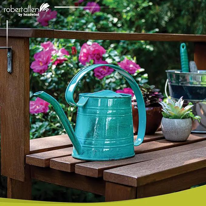 ROBERT ALLEN MPT01505 Danbury Metal Watering Can, Surf Light Blue by GreenHaven Gardens