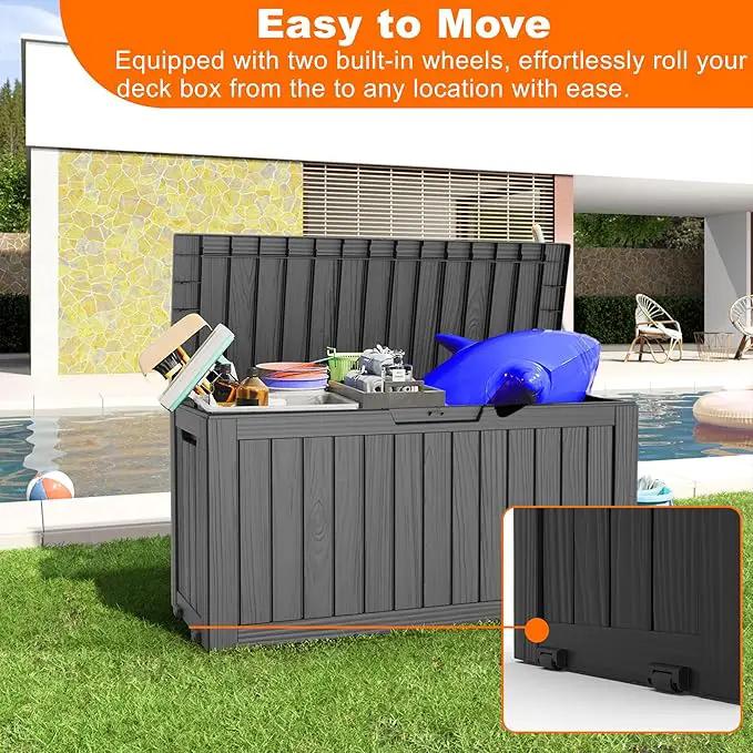 75 Gallon Resin Deck Box, Lockable Patio Outdoor Storage Box for Furniture, Garden Tools and Tools Storage, Waterproof Outside Storage Boxes - Black by GreenHaven Gardens