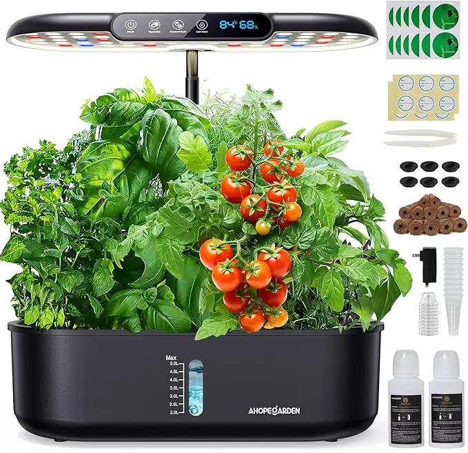 Ahopegarden Hydroponics Growing System kit Indoor Garden, 12 Pods Plant herb Garden with LCD Environmental Detection Germination Vegetable LED Growth Lamp, Hydroponics Grower Healthy Fresh Vegetables by GreenHaven Gardens