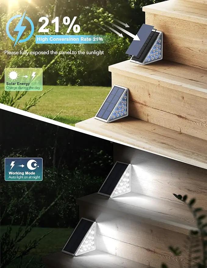 LED Solar Step Lights Waterproof Outdoor Stair Lights, Solar Deck Lights Outdoor Decor IP67 Solar Lights for Yard, Patio, Garden, Walkways, Front Door, Pathway, Driveway (8) by GreenHaven Gardens