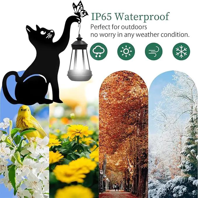 Solar Lights Outdoor Garden Decor - Black Cat Figurine Light Stake with Butterfly Decorative Metal Housewarming Ornament for Yard Pathway Lawn Patio – Unique Gift Ideas for Christmas by GreenHaven Gardens