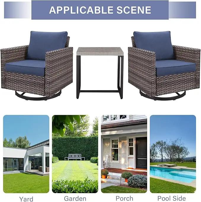 Patio Tables Outdoor Coffee Table - Steel Side Tables End Table for Proch Deck Balcony Garden Squre Grey Tabletop by GreenHaven Gardens