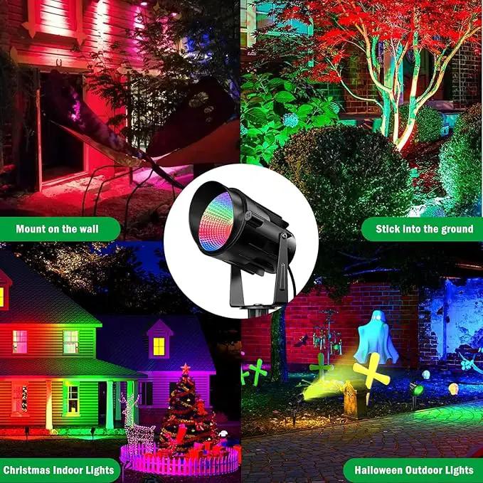 RGB Spotlight Outdoor 12W Color Changing Landscape Lighting with Remote Control Outdoor Spotlight for Yard 120V Waterproof Led Landscape Lights 4 Pack by GreenHaven Gardens