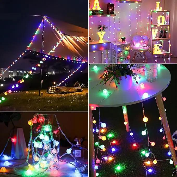 Coloured Globe String Lights Battery Operated,1 Pack 26.2FT 60 LED 16 Colour Changing Water Proof Crystal Ball Outdoor String Lights with Remote Control for Home, Patio,Party,Garden ,Christmas,Easter by GreenHaven Gardens