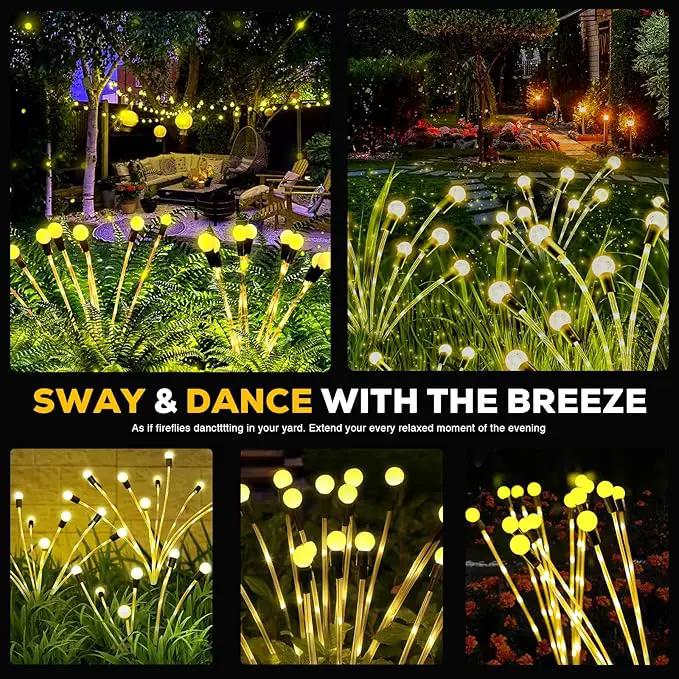 Solar Garden Lights, Upgraded Solar Lights Outdoor Waterproof, 4-Pack Solar Swaying Light-Sway by Wind, 32 LED Firefly Lights Solar Outdoor for Yard Patio Pathway Decoration (Warm White) by GreenHaven Gardens