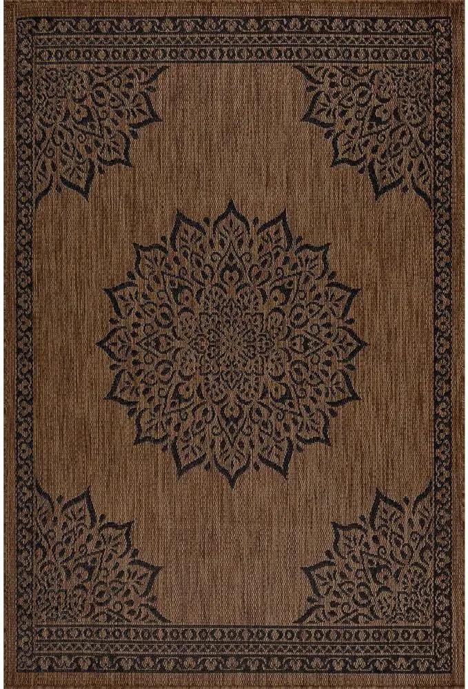 CAMILSON Outdoor Rug, Modern Area Rugs for Indoor and Outdoor Patios, Kitchen and Hallway mats, Washable Porch Deck Outside Carpet (6 x 9, Medallion Nut Brown) by GreenHaven Gardens