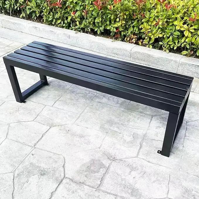Weatherproof Metal Dining Bench, Outdoor Bench Backless Patio Bench 2-Person Farmhouse Bench Garden Bench for Kitchen, Living Room, Entryway(Black,59in) by GreenHaven Gardens
