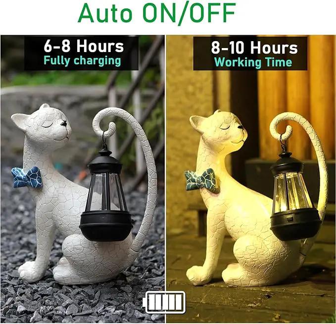 Solar Outdoor Garden Statues Light Clearance,Cute White Cat Figurines Garden Sculpture Decor, Unique for Women, Men or Daughter, Housewarming Gifts and Yard Decoration by GreenHaven Gardens