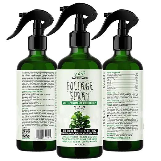 3-1-2 Fiddle Leaf Fig Foliar Spray - Plant Shine & Fertilizer - Premium Spray for Indoor Plants with Essential Nutrients - Fiddle Leaf Fig Plant Food & Fertilizer - Ready-to-Use (16 OZ) by GreenHaven Gardens