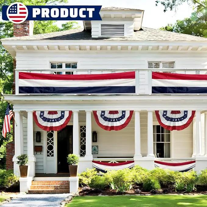 4Pack American Bunting Flag 2" x 20Ft Red, White & Blue Stripe Banner USA Patriotic Bunting Flags 4th of July Decoration for Outside Porch by GreenHaven Gardens