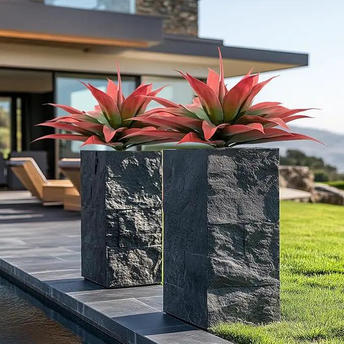 Artificial Agave Plants,Large UV Resistant Fake Agave Planters for Indoor and Outdoor Decorating Artificial Plants for Outdoors Fake Plants 2Pack, 28" Red by GreenHaven Gardens