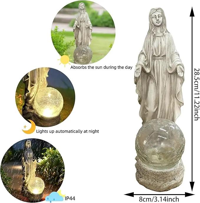 Solar Garden Decor Virgin Mary Figure with Lights,Blessed Mother Outdoor Statue for Home/Garden Decor, Gift for Women/Monther(11.22" H) by GreenHaven Gardens
