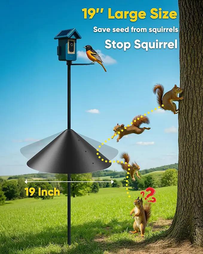 19 Inch Metal Squirrel Baffle for Bird Feeder Pole, Squirrel Proof for Hanging Bird Feeder, Outdoor Cover for Rain, Rust Proof Chew Proof Heavy, 1 Pack by GreenHaven Gardens