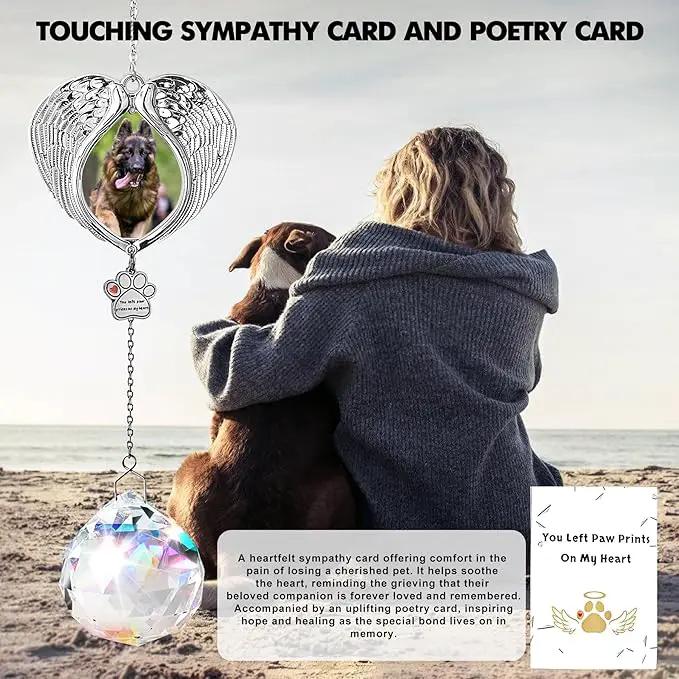 Pet Memorial Suncatcher - Dog Memorial Gifts for Loss of Dog, Christmas Pet Paw Print Photo Ornament, Pet Sympathy Gift, Bereavement Gift Ideas for Dog or Cat Passing Away, Remembrance, Silver Metal by GreenHaven Gardens