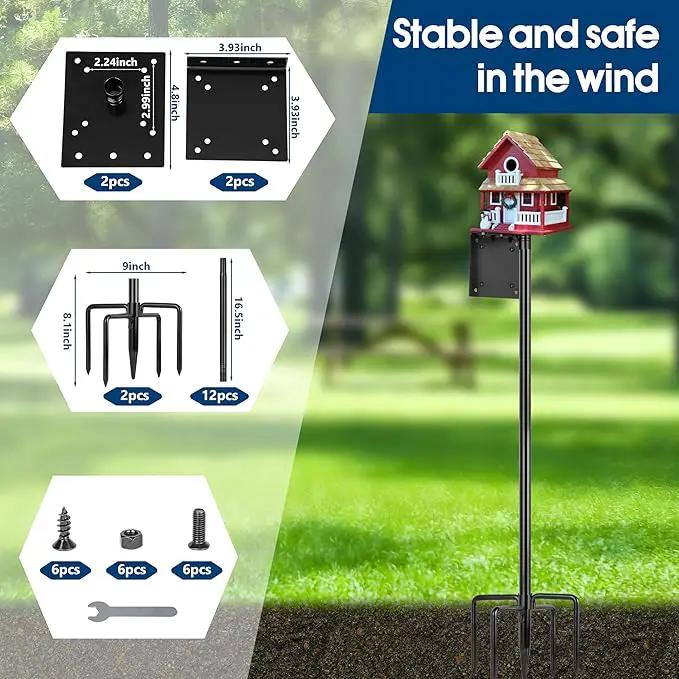 Ottsuls 2 Pack 109 Inch Heavy Duty Bird Feeder Pole Kit for Wild Birds, with 5-Prong Base Feeding Station, Adjustable Birdhouse Stand by GreenHaven Gardens