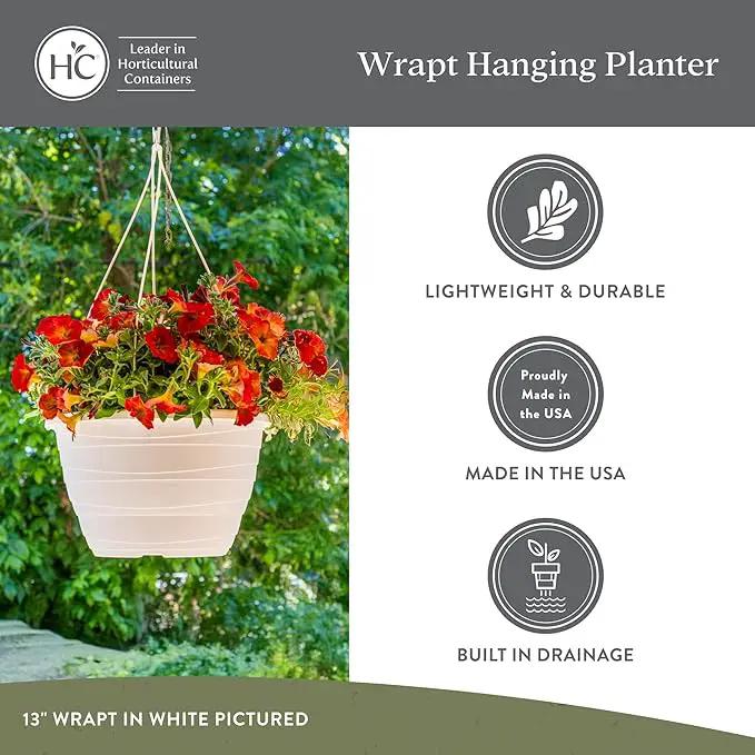 The HC Companies Wrapt Hanging Planters - Lightweight Plant Pot Hanger for Hanging Plants, Vegetables & Herbs - Outdoor & Indoor Hanging Basket for Plants (11" Black, Pack of 2) by GreenHaven Gardens