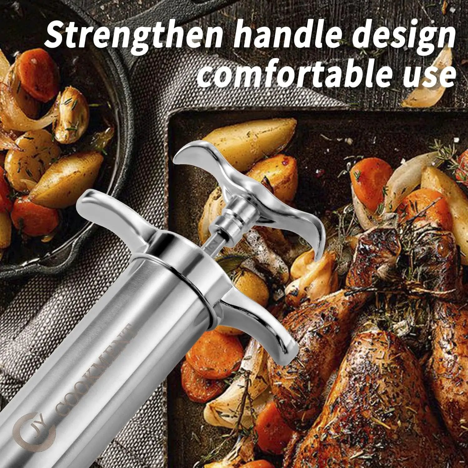 JY COOKMENT Meat Injector Syringe - Flavor Injector with 3 Stainless Steel Professional Needles;2pcs Cleaning Brush for BBQ Grill Smoker 2-oz Large Capacity Barrel by GreenHaven Gardens