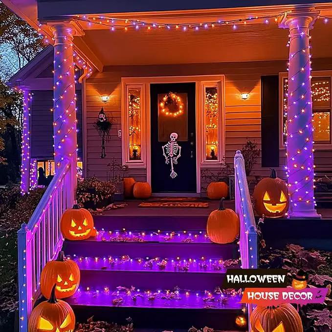 JMEXSUSS 500 LED Orange and Purple Halloween Lights, 173ft Halloween String Lights Outdoor Waterproof, 8 Modes Christmas Tree Light Plug in for Party House Indoor Decor by GreenHaven Gardens