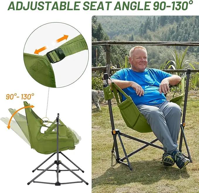 Timber Ridge Hammock Camping Chair with Adjustable Backrest, Heavy Duty Folding Hammock Chair Supports 300lbs, Portable Hammock Chair for Camping, Travelling and Patio, Green by GreenHaven Gardens