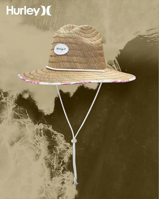Hurley Women's Straw Hats - Real Straw Hat Medium Brim and Adjustable Chin Strap by GreenHaven Gardens