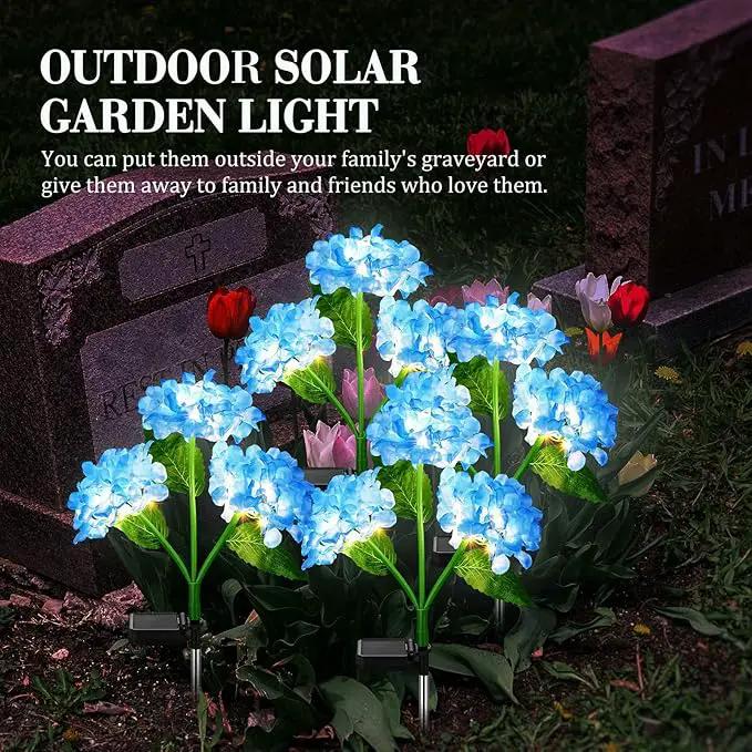 Treela 4 Pack Solar Lights Flowers Outdoor Waterproof Hydrangea Garden Stake Lights Realistic LED Flowers Powered Decorative Ground Solar Flower for Lawn Yard Backyard Decoration Gift(Blue) by GreenHaven Gardens