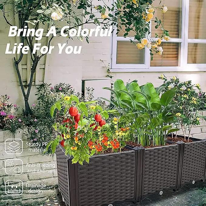 Raised Garden Bed Planter for Outdoor Plants Planter Box Elevated Garden Boxes Deepened Plant pots Perfect for Garden Patio Balcony Deck to Planting Flowers Vegetables Tomato and Herbs by GreenHaven Gardens