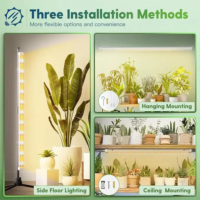 FREELICHT Grow Lights for Indoor Plants with Stand, 40W Full Spectrum, 3 Installation Methods, 4FT LED Plant Grow Light with 53'' Height Adjustable Stand for Hydroponic Seeding Indoor Tall Plants by GreenHaven Gardens
