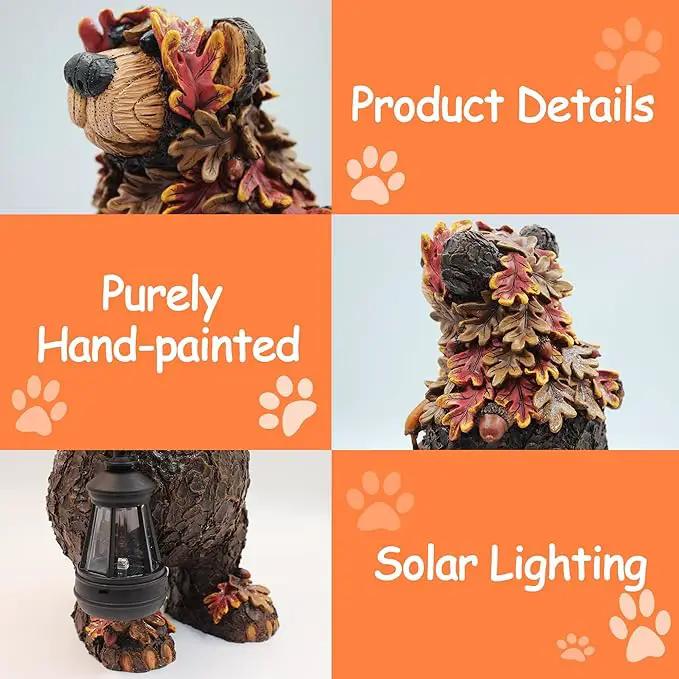 Solar Garden Statue Bear Figurine, Garden Art Outdoor Statues with Solar Lantern, Loving Bear for Patio, Balcony, Yard, Lawn, Unique Housewarming Gifts by GreenHaven Gardens