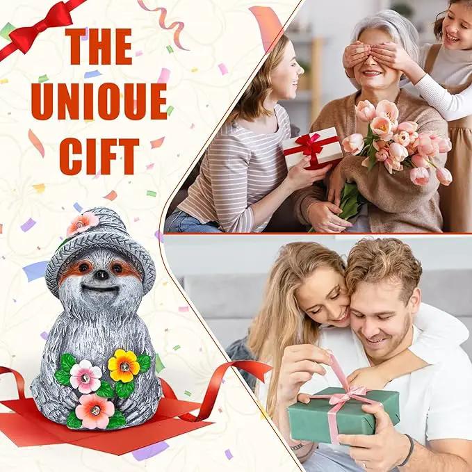 Solar Garden Outdoor Statues Sloth with 4 LED Lights,Lawn Decor Sloth Statue for Patio,Balcony,Yard,Lawn Ornament,Unique Gifts for Mom Grandma by GreenHaven Gardens